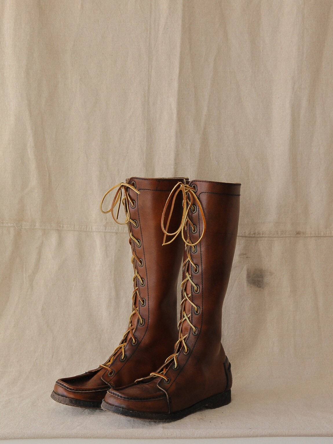 vintage lace up knee high boots