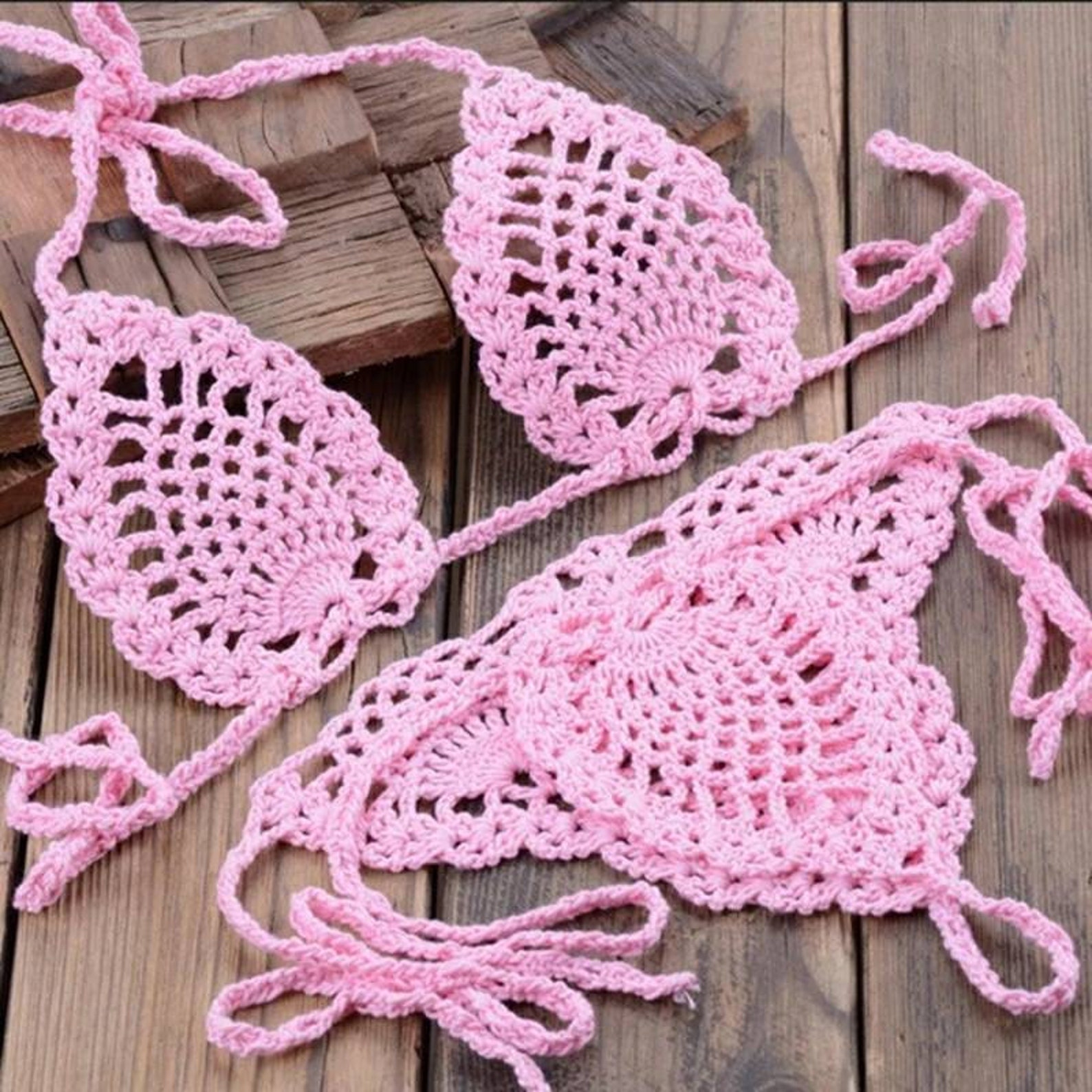 Red Crochet Swimsuit Knitted Beach Top Handmade Knitted Etsy