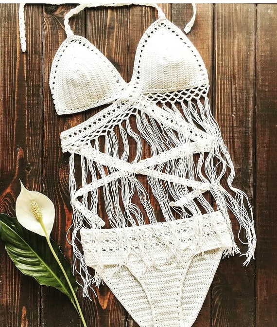 Laila White Crochet Bikini Crochet Sexy Swimwear Wedding - Etsy