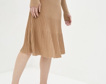 Midi Knitted Midi Skirt Ribbed Jersey 