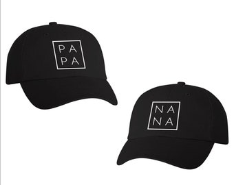Papa & Nana SQUARE Baseball Cap Unstructured, Grandma Grandpa Matching Hats, Papa Nana Matching Hats, Grandparents, New Grandparents, Gift