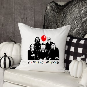 Halloween, Horror Friends Throw Pillow Cover, Halloween Gift, Halloween Pillow Cover, Ghost Pillow Cover, Gift, Halloween Decor