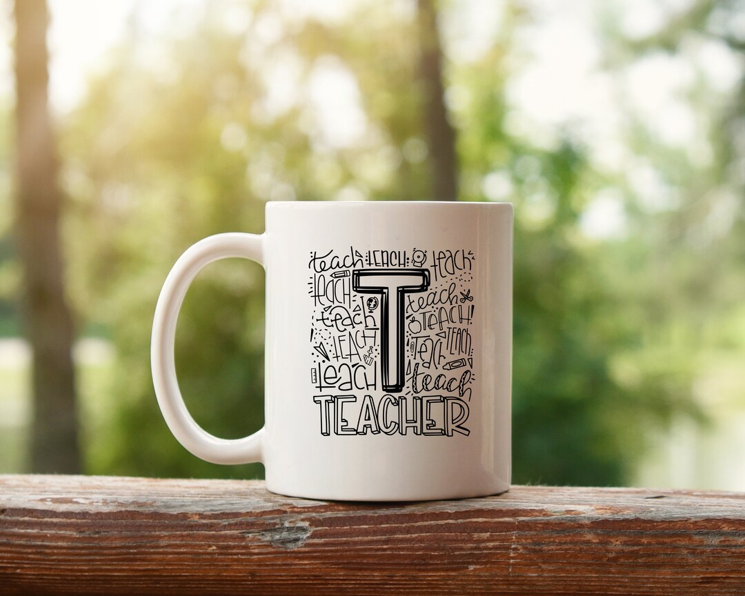 Teacher Typography Coffee Mug, Teacher Mug, Coffee Mug, Educator Coffee ...