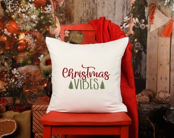 Christmas, Christmas Vibes Pillow Cover, Throw Pillow, Christmas Gift, Christmas Pillow Cover, Christmas Pillow, Christmas tree, Christmas