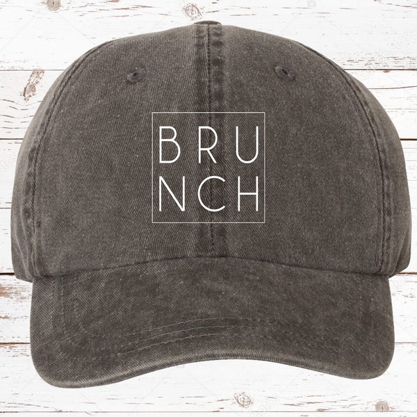 Brunch Square Dad Hat, Pigment Dyed Unstructured Baseball Cap, Brunch Hat, Gift For Her, Brunch, Mimosas, More Color Options