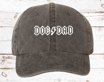 Dog Dad Rock Font Unstructured Pigment Dyed Hat, Dog Dad Hat, Dog Dad Hats, Gift for Dog Dad, Gift For Her, Fur Dad, Dog Lover, Fur Dad