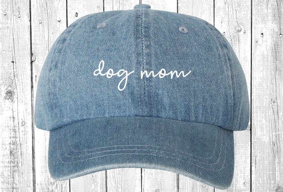 Dog Mom Script Denim Dad Hat Baseball Cap Unstructured, Dog Mom