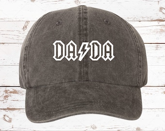 Dada Rock Font Dad Hat, Pigment Dyed Unstructured Baseball Cap, Gift For Dad, Gift For Him, Father's Day, Father's Day Gift, More Colors!