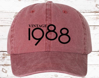 Vintage 1988 31st Birthday Dad Hat, Pigment Dyed Unstructured Baseball Cap, 31st Bday, Gift For 31st, Gift For Her, Tons Of Color Options