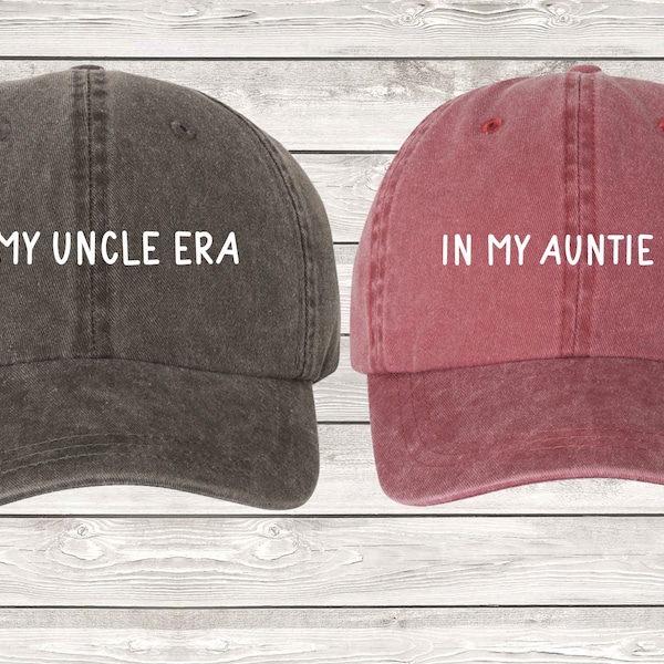 Uncle Era & Auntie Era Hats, Pigment Dyed Unstructured Cap, Pregnancy Announcement, Auntie Hats, Uncle Hats, Aunt Hat, Gifts