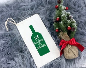 Wine Bag, Naughty List Approved Christmas Bag Holder, Funny Wine Bag, Wine Bottle Holder, Christmas Wine Bottle Bag, Wine, Christmas Gift