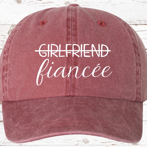 Girlfriend Fiancee Dad Hat, Pigment Dyed Unstructured Baseball Cap, Bride To Be, Future Mrs, Gift For Bride, Gift For Her, MoreColor Options
