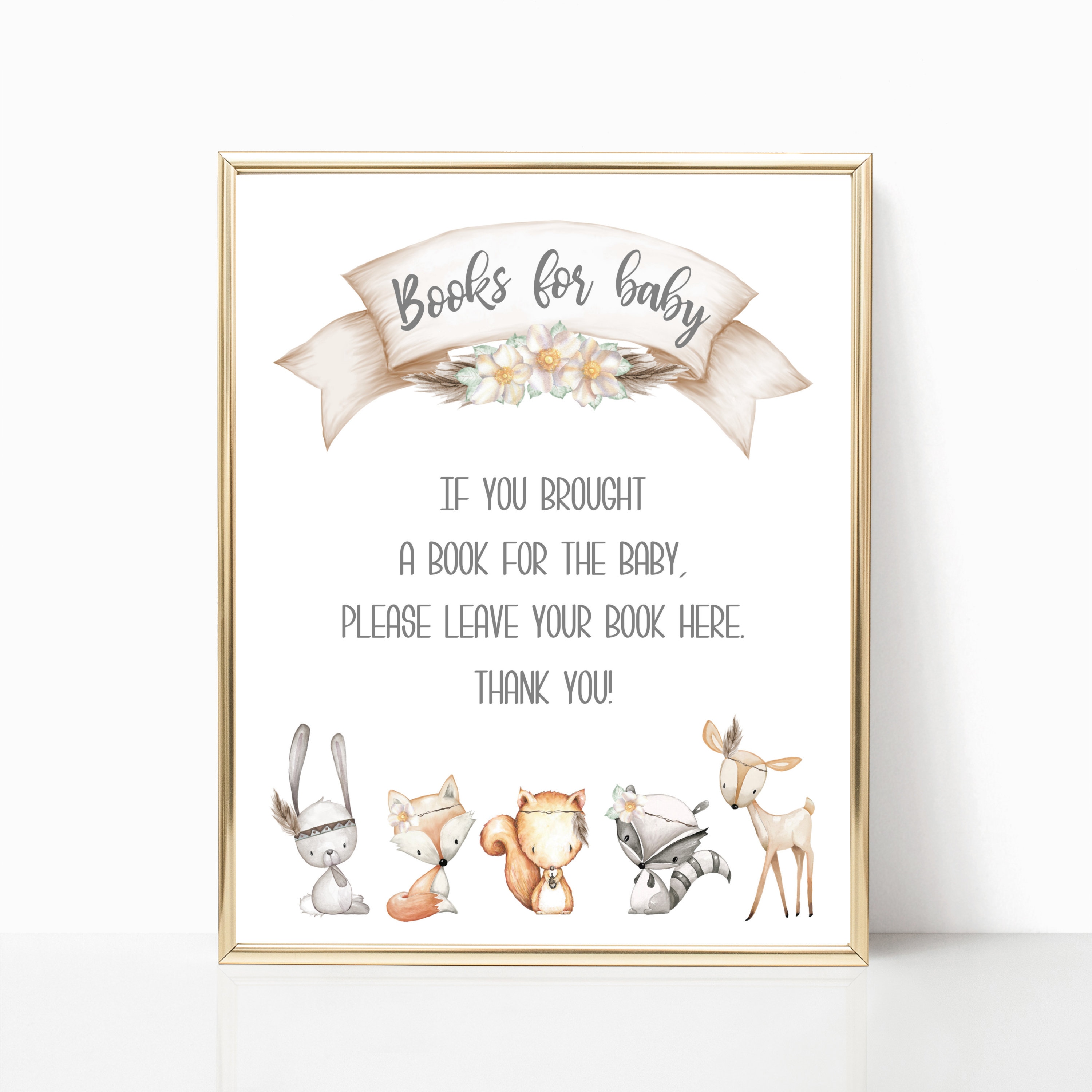 Baby Shower Books for Baby Sign Digital Sign Decor Animal Etsy