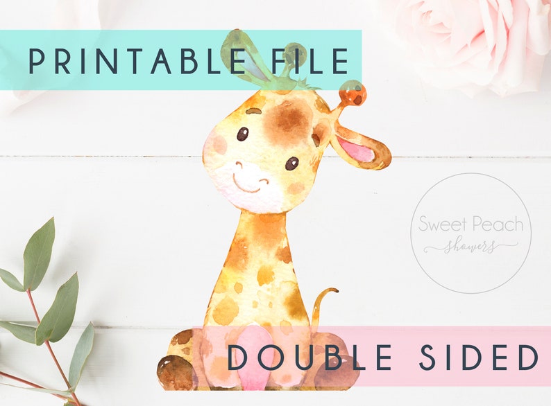 Double Sided Printable Stand Up Giraffe Baby Shower Decor Etsy