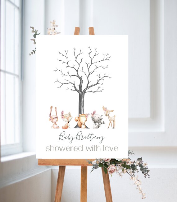 baby shower fingerprint tree