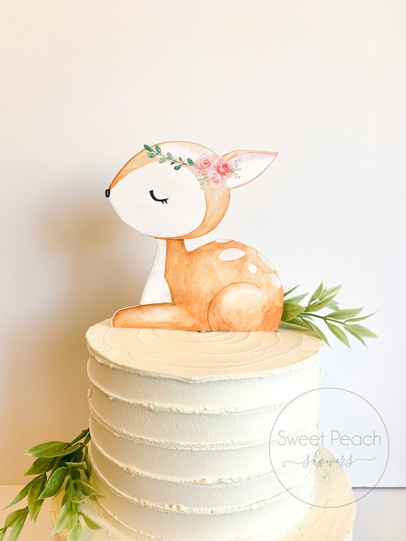 Woodland Cake Topper Baby Shower Decor Cake Nursery Centerpiece Decorations Flowers Woodland Baby Showers Welcome Girl Fox Animal Topper Il_570xn