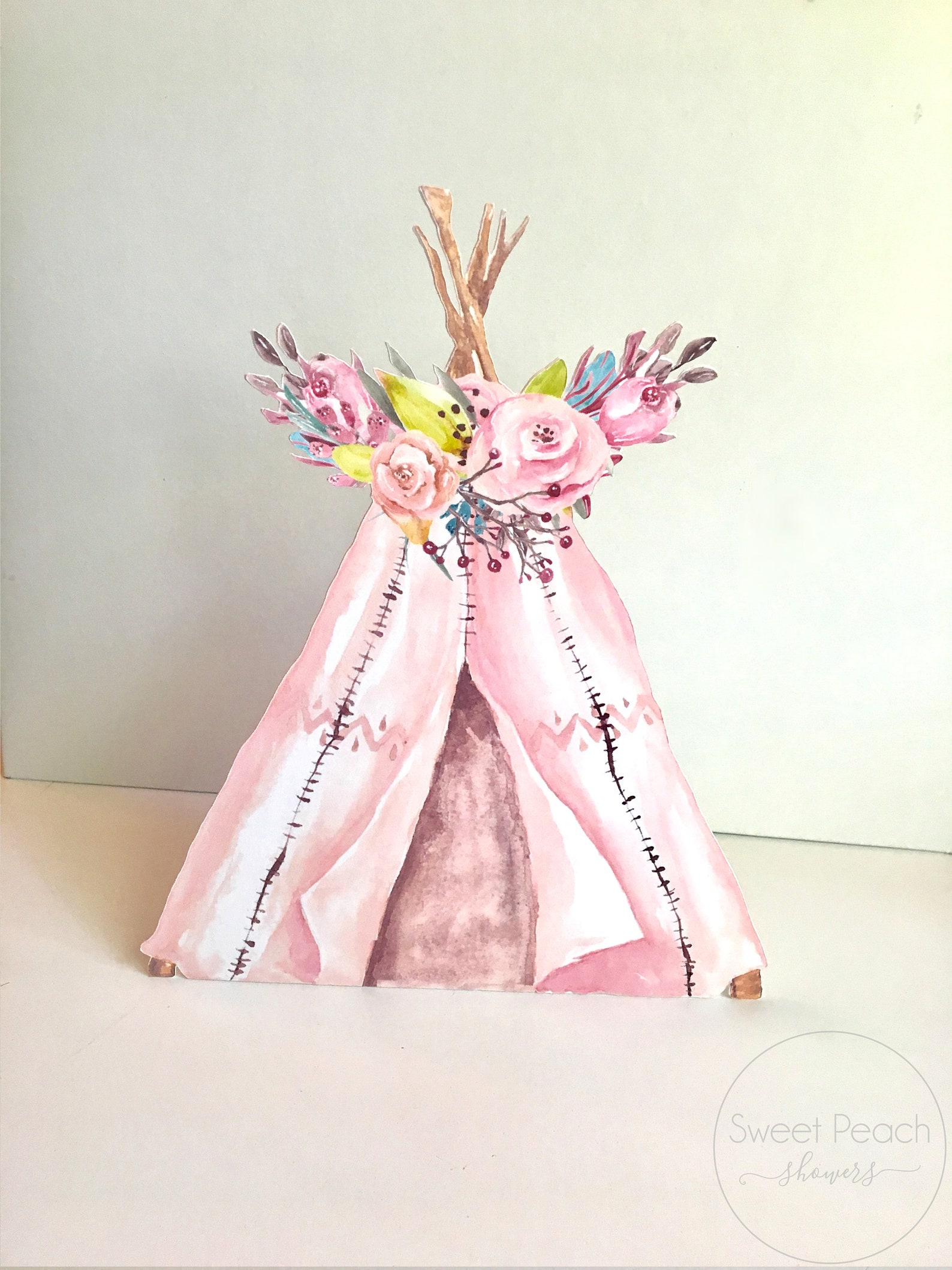 Teepee Tipi Stand Up Woodland Baby Shower Decor Centerpieces Etsy