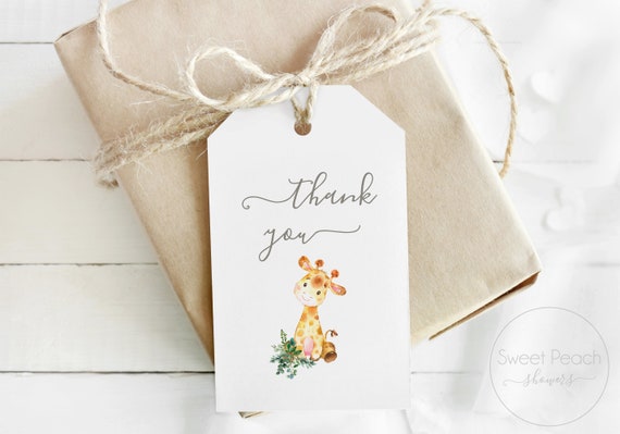 Giraffe Favor Tags Thank You Safari Theme Animal Party Baby Shower Printed Shipped Decor Favor Tags Girl Party Favor Giraffes Theme Idea Art Il_570xn