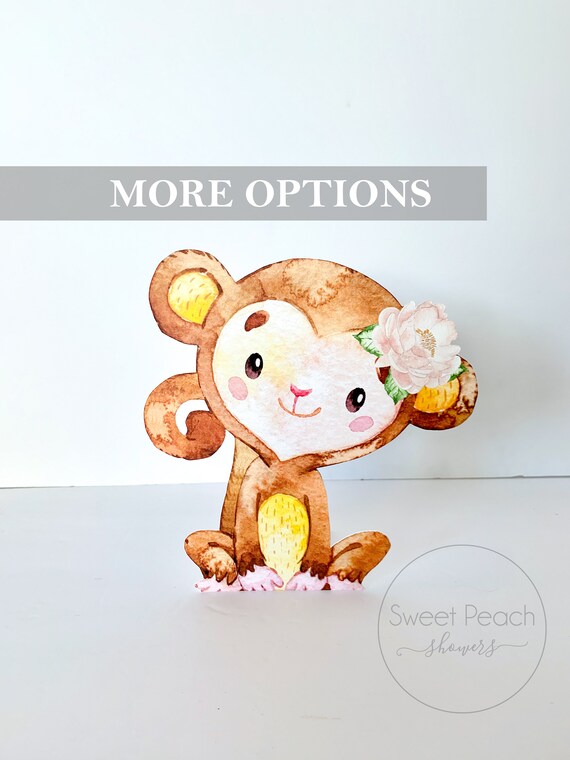 GIRL Monkey Baby Shower Decor Stand Up Safari Animals Nursery