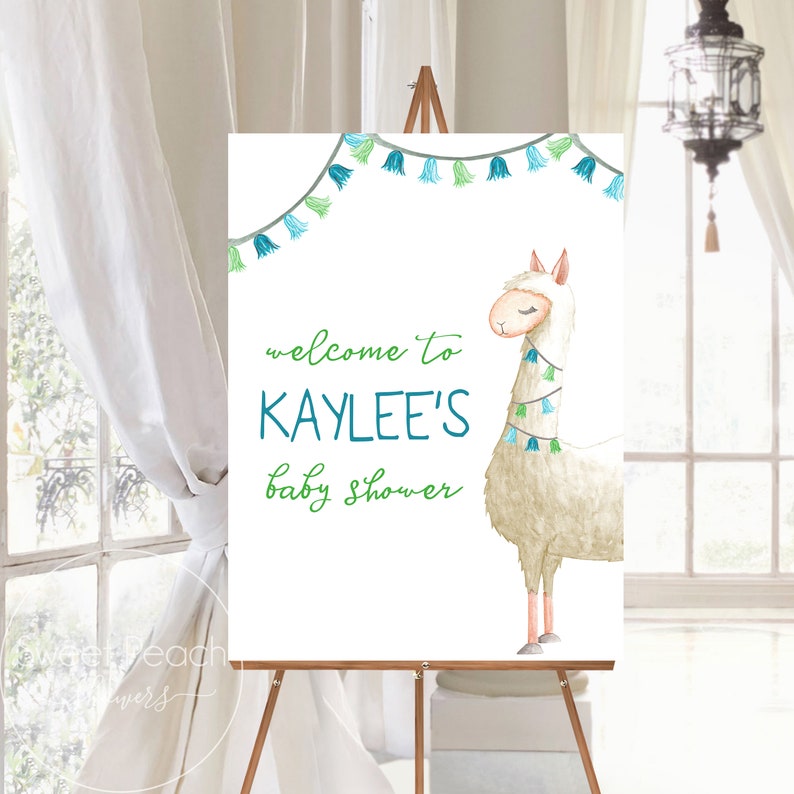 LARGE Llama Baby Shower Sign Alpaca Decor Boy Girl Etsy