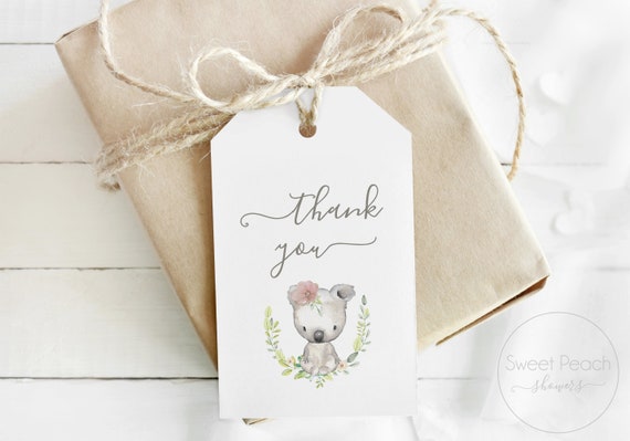 Koala Favor s Thank You Australian Australia Animal Party Baby Shower Printed Shipped Decor Favor s Girl Party Favor Koala Bear Theme By Sweet Peach Showers Catch My Party