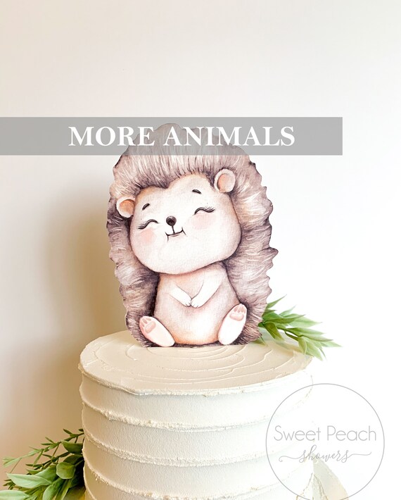 Porcupine Woodland Cake Topper Baby Shower Decor Cake Nursery Centerpiece Decorations Girl Animal Topper Raccoon Bear Bunny Happy Woodland Il_570xn