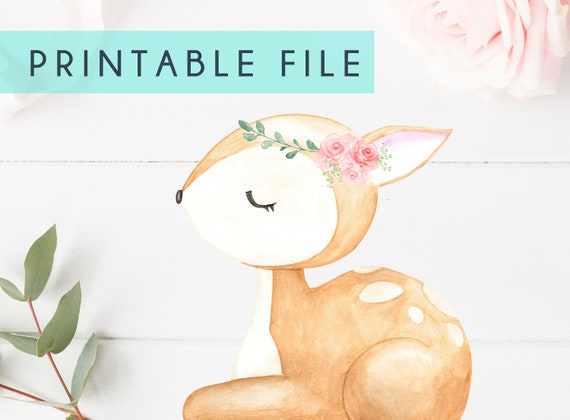 1 Single Sided Fawn Cut Out Printable Stand Up Woodland Girl Baby