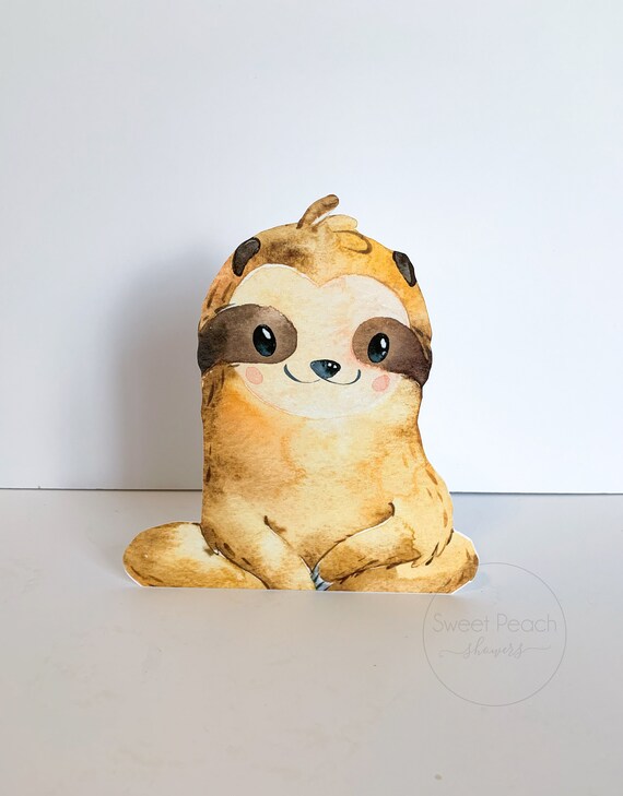 Sloth Baby Shower Zoo Jungle Safari Slow Decor Stand Up Animals Nursery Centerpiece Decorations Showers Boy Table Decor Sloths Art Boy Girl Il_570xn