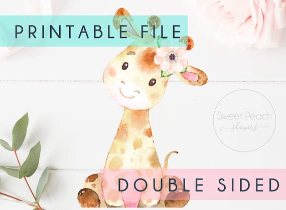 DOUBLE SIDED Printable Stand Up Giraffe Girl Baby Shower Decor Nursery