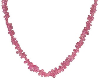 Genuine Pink Sapphire Drop Briolette Necklace