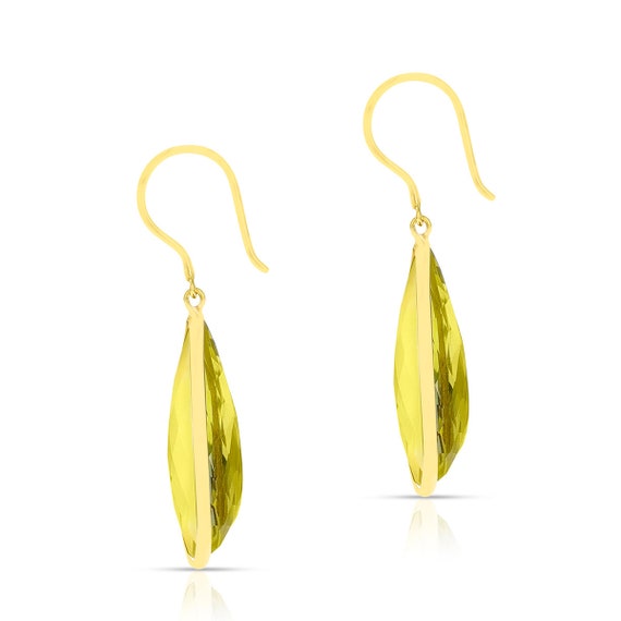Lemon Topaz Pear Shape Dangling Earrings Made In … - image 3