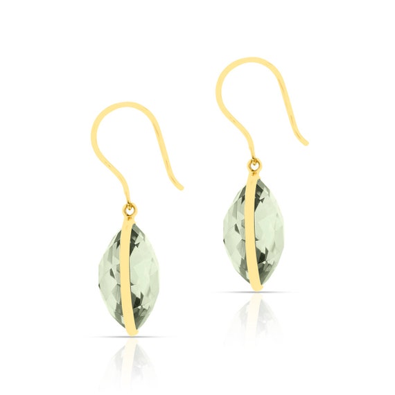 Green Amethyst Round Shape Dangling Earrings Made… - image 5