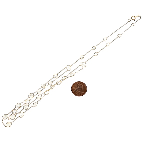 Double Layer Diamond Slices Necklace, 18k White G… - image 3