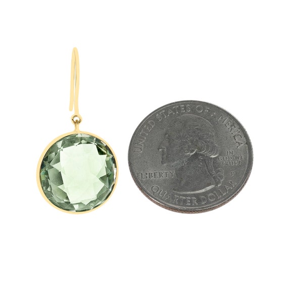 Green Amethyst Round Shape Dangling Earrings Made… - image 3