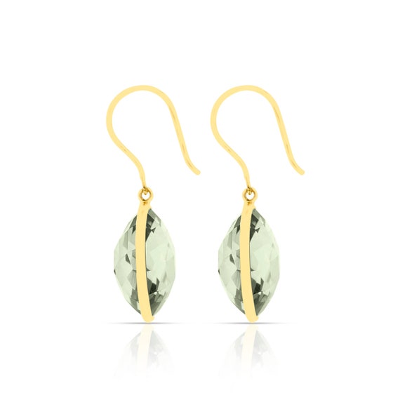 Green Amethyst Round Shape Dangling Earrings Made… - image 4