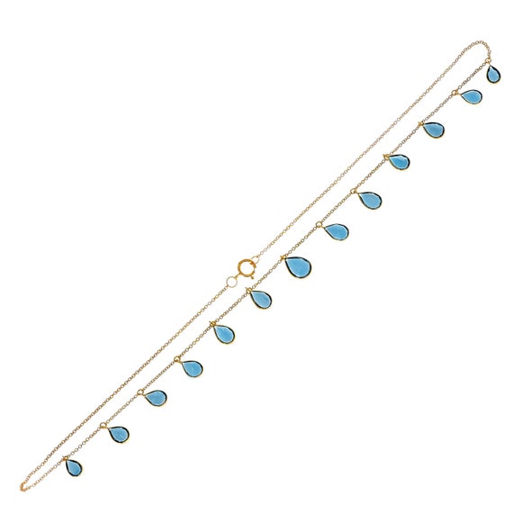 Blue Topaz Drops Necklace, 18 Karat Gold, Sapphir… - image 2