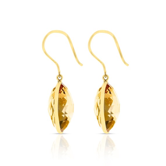 Citrine Round Shape Dangling Earrings Made In 18 … - image 3