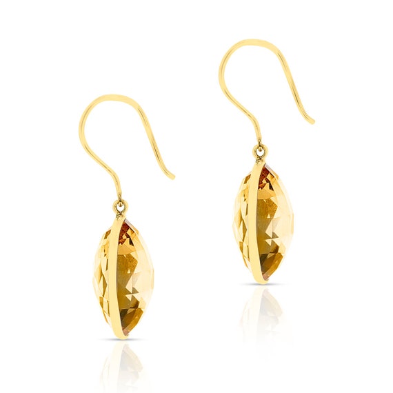 Citrine Round Shape Dangling Earrings Made In 18 … - image 4