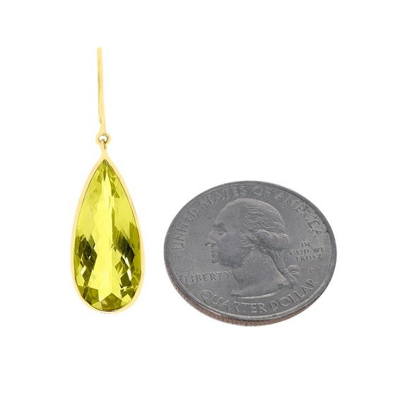 Lemon Topaz Pear Shape Dangling Earrings Made In … - image 2