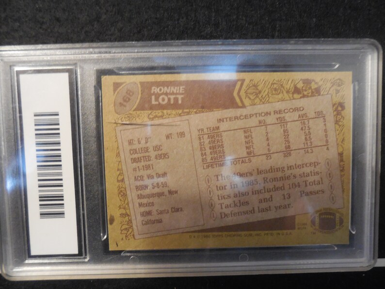vintage topps 1986 Ronnie Lott graded card 6
