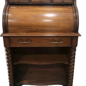 NATIONAL MT. AIRY  Oak Roll Top Desk Small