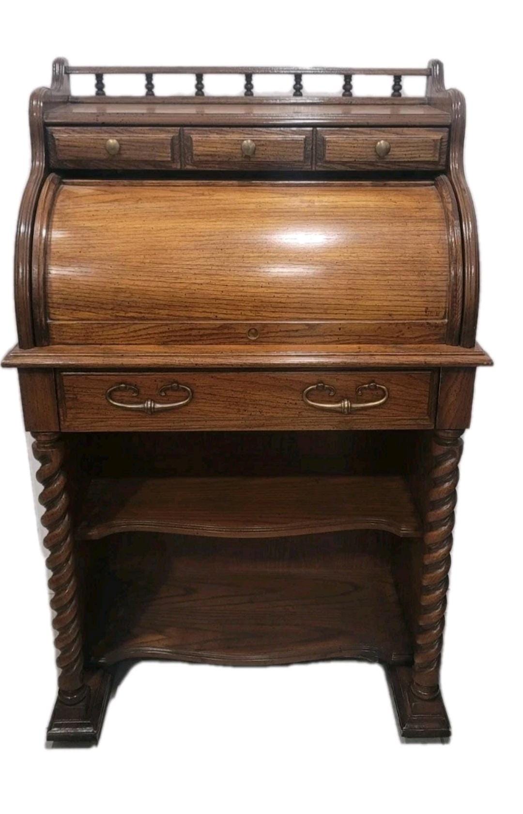 NATIONAL MT. AIRY Oak Roll Top Desk Small - Etsy
