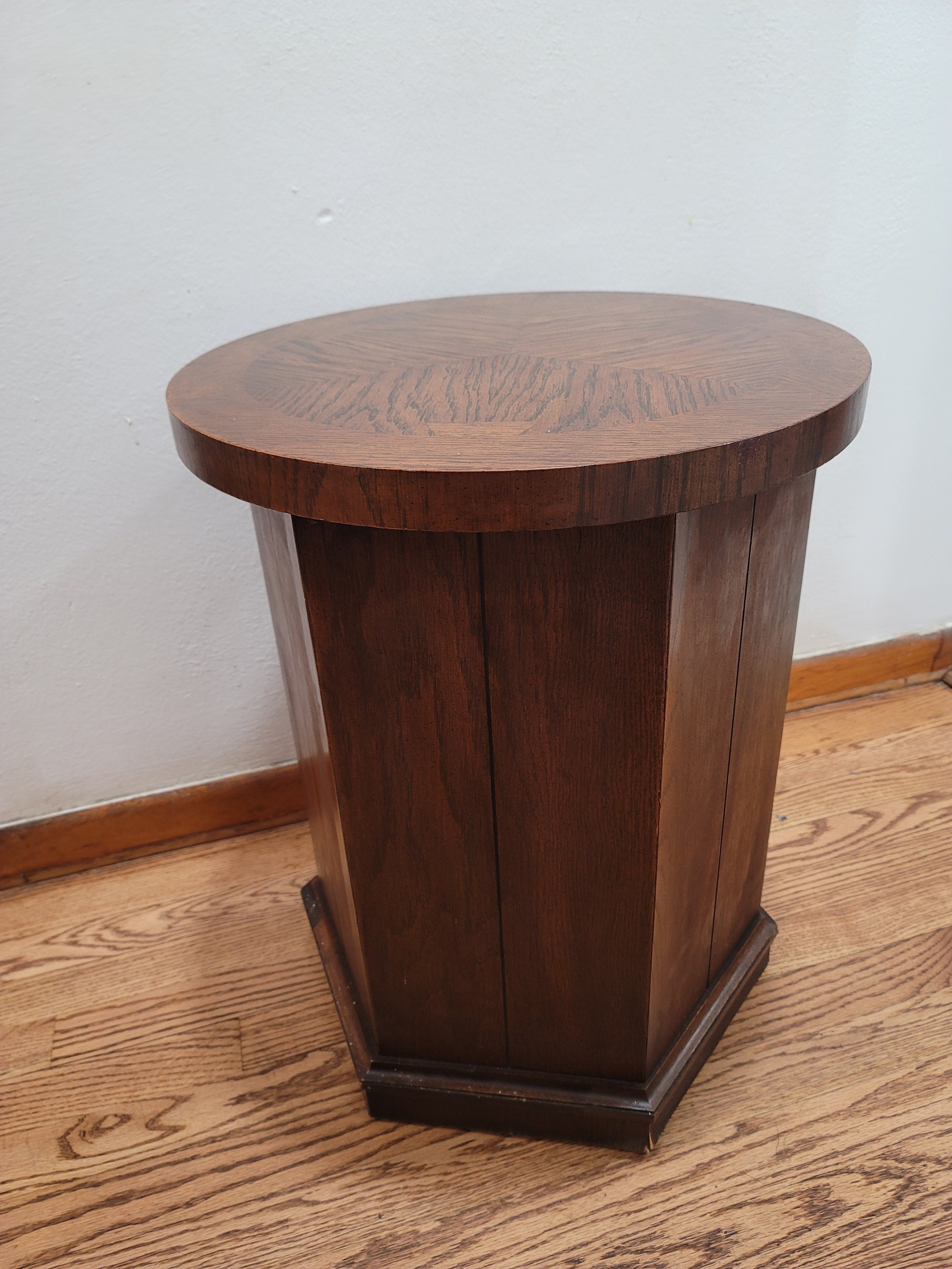 Mid Century Modern Round Dark Brown Wood Side End Table Lane Furniture ...