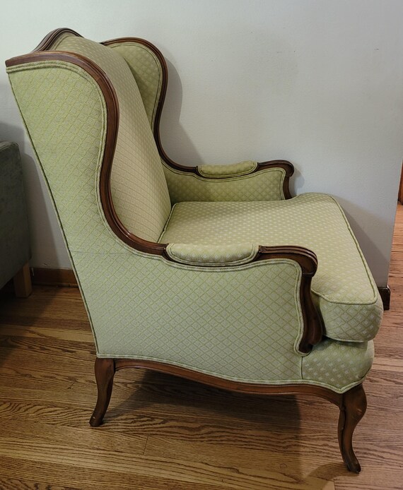 Mid Century Wingback Accent Chair Lime Green Upholstery Etsy