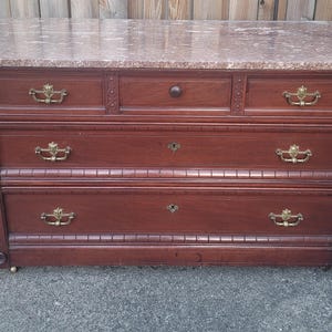 Antique Mahogany Sideboard Credenza Dresser / Italian Marble Top