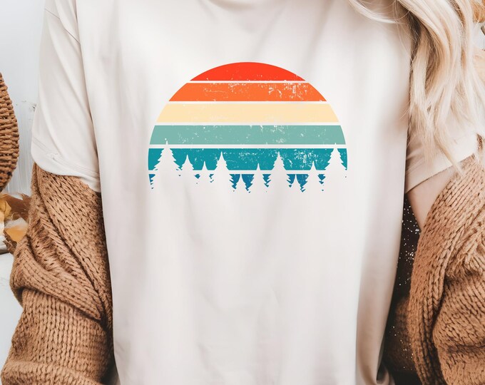 Retro Forest Shirt, Trees Themed Shirt, Adventure Lover Shirt,sun Set ...