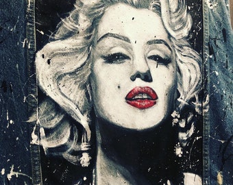 Custom Marilyn Monroe Portrait Paint on Zara Denim Jacket