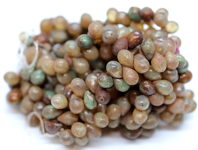 Czech Drop Beads~Sea Green and Champagne Mix~57mm