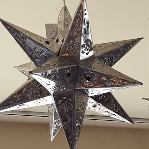 Tin Punch Star Pendant Small Etsy