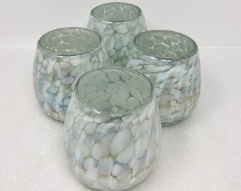 4 Stemless Wine Glasses -  White Lustre